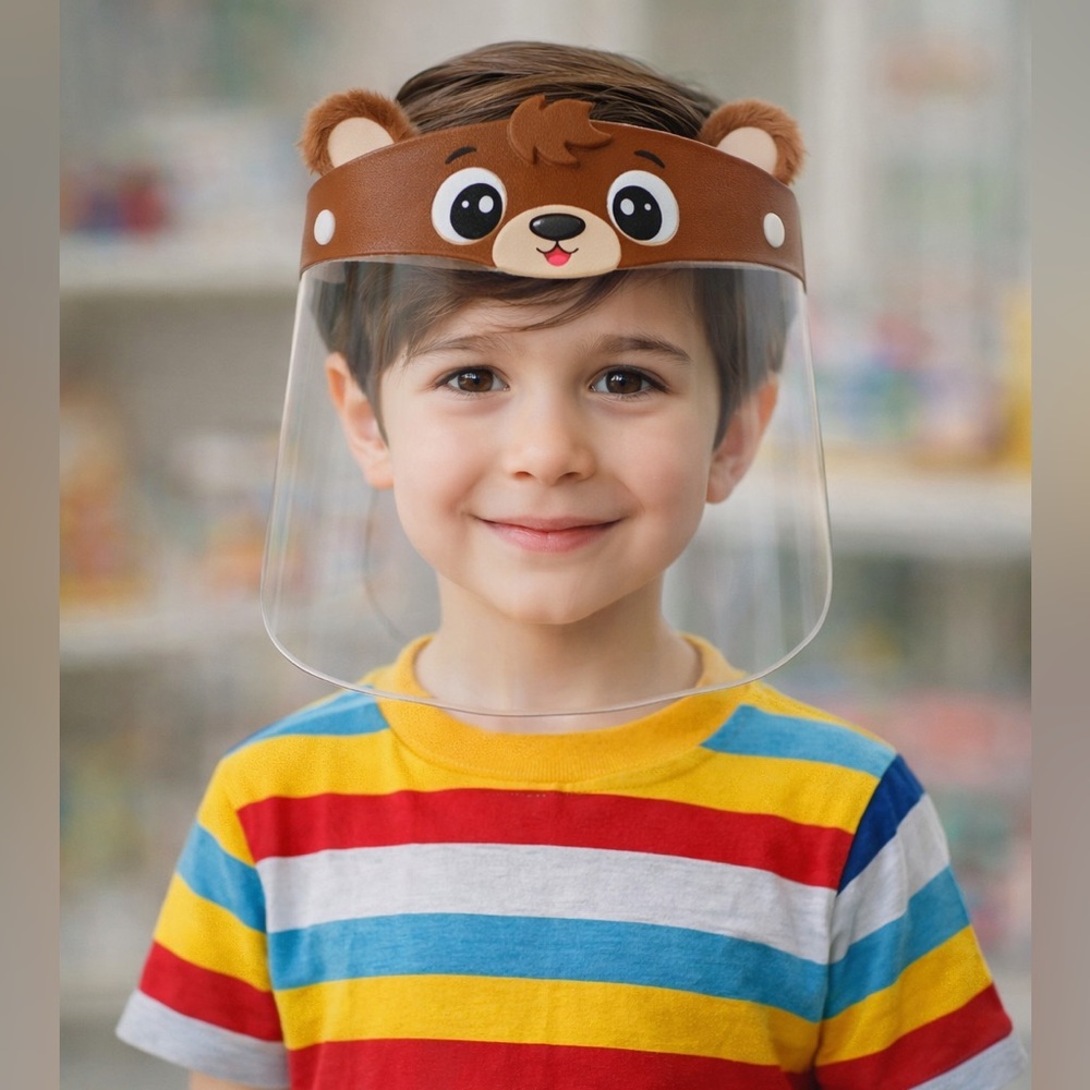 Kids Protective Face Shield Bear Design Anti Fog Craft Art Shield 1PC